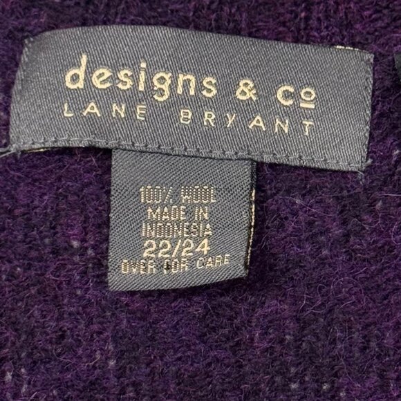 Vintage Designs & Co Lane Bryant 100% Wool Sweater SZ 22/24 Purple Boxy Cottage - Picture 7 of 13